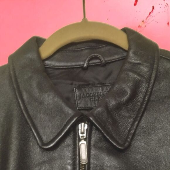 JACLYN SMITH CLASSIC Black LEATHER/Ribbed Sweater/JACKET Zip-up Long sleeve   M - Picture 2 of 15